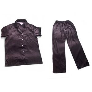 Rachel Zoe Black Satin 2 Piece Pajama Set